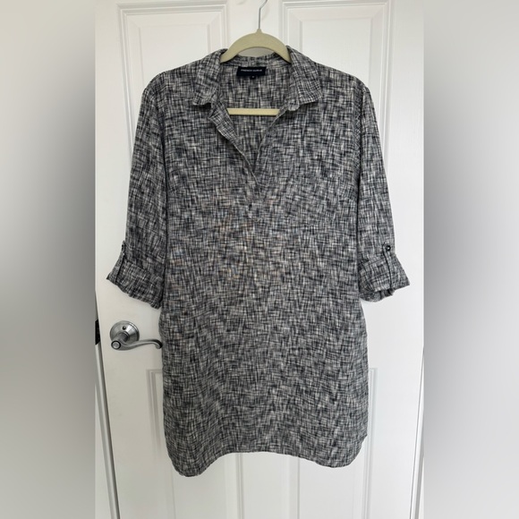 French Curve Dresses & Skirts - French Curve gray 100% linen roll tab tunic shirt‎ dress women size M